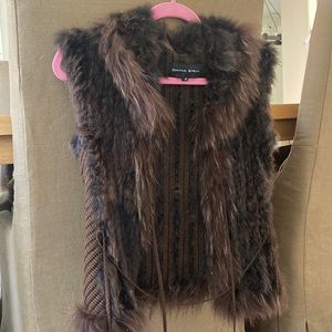 Dana Stein Rabbit Fur Knit Vest Medium